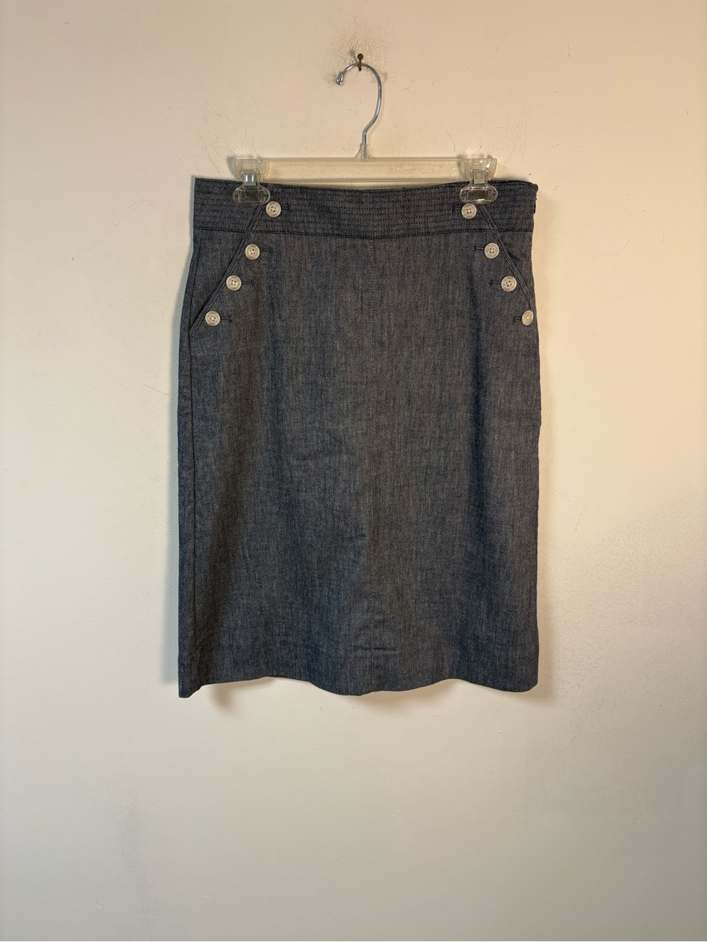Talbots Women’s Chambray Button-Accent ALine Skirt size 6 - Picture 5 of 12